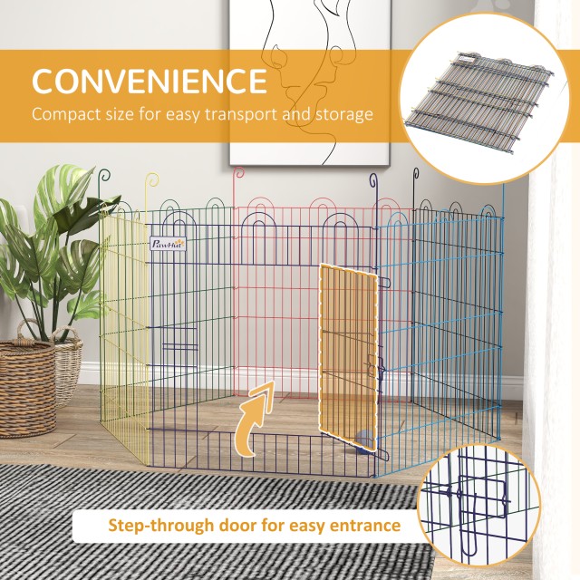 PawHut 6-Panel Metal Dog Gate με κούμπωμα, Ø120x60 cm, Πολύχρωμο D0...