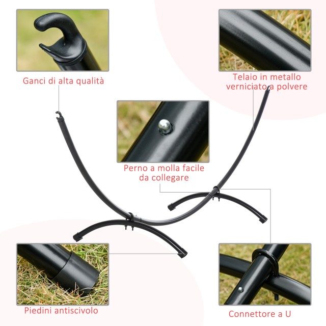 Μεταλλική Βάση Στήριξης Αιώρας 300 x 90 x 100 cm Outsunny 84A-166