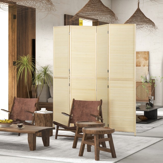 Πτυσσόμενο Εσωτερικό Παραβάν με 4 Πόρτες Rattan Bamboo - 180x1,6x18...