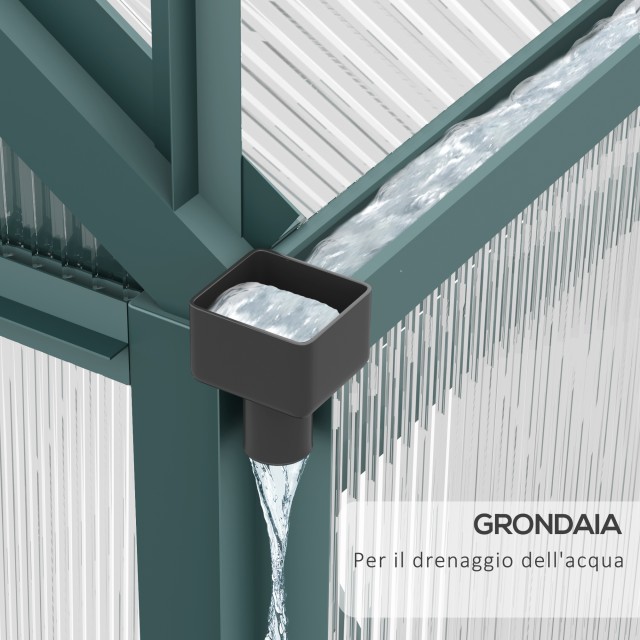 Outsunny 190x312x201cm Anti UV Polycarbonate Κήπος Θερμοκήπιο με Παράθυρο και Συρόμενη Πόρτα, Αλουμίνιο 845-059V01