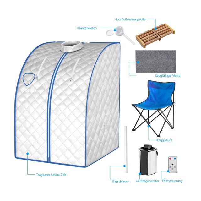 Φορητή Αναδιπλούμενη Σάουνα Ατμού με Ολόσωμη Καμπίνα 3 Lt 78 x 87 x...