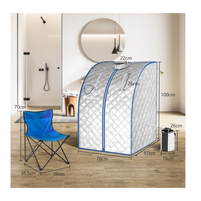 Φορητή Αναδιπλούμενη Σάουνα Ατμού με Ολόσωμη Καμπίνα 3 Lt 78 x 87 x... Φορητή Αναδιπλούμενη Σάουνα Ατμού με Ολόσωμη Καμπίνα 3 Lt 78 x 87 x...