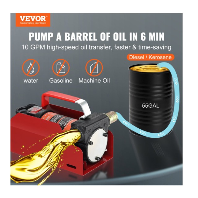 Φορητή Αντλία Μετάγγισης Καυσίμου 12V 37.8 Lt/min VEVOR C155W40LPM1...