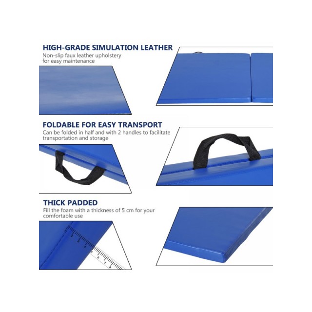 Φορητό Αναδιπλούμενο Στρώμα Γυμναστικής Χρώματος Μπλε HOMCOM A93-033BU