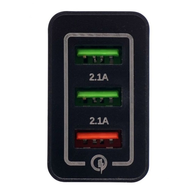 Φορτιστής Πρίζας με 2 Θύρες USB 2.1A και 1 USB QC 3.0 Kraft&Dele KD...