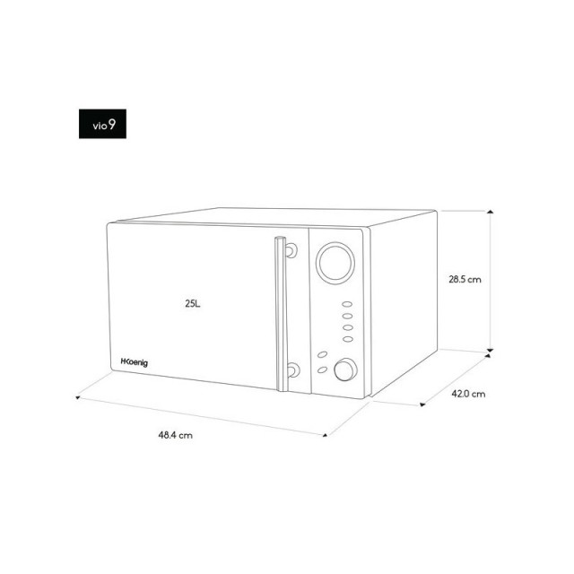 Φουρνάκι Μικροκυμάτων με Λειτουργία Grill 25 Lt 900-1000 W H.Koenig VIO9