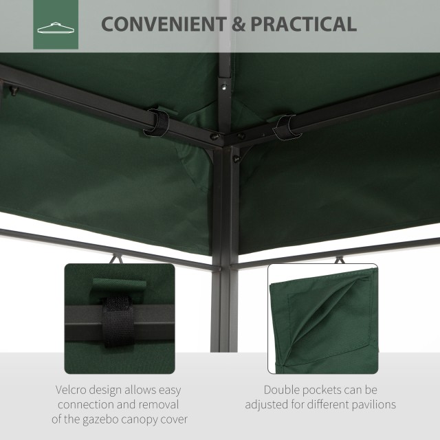 Outsunny 4x3m 2-Tier Polyester Gazebo κάλυμμα με ιμάντες και 10 οπές αποστράγγισης, πράσινο 84C-102GN