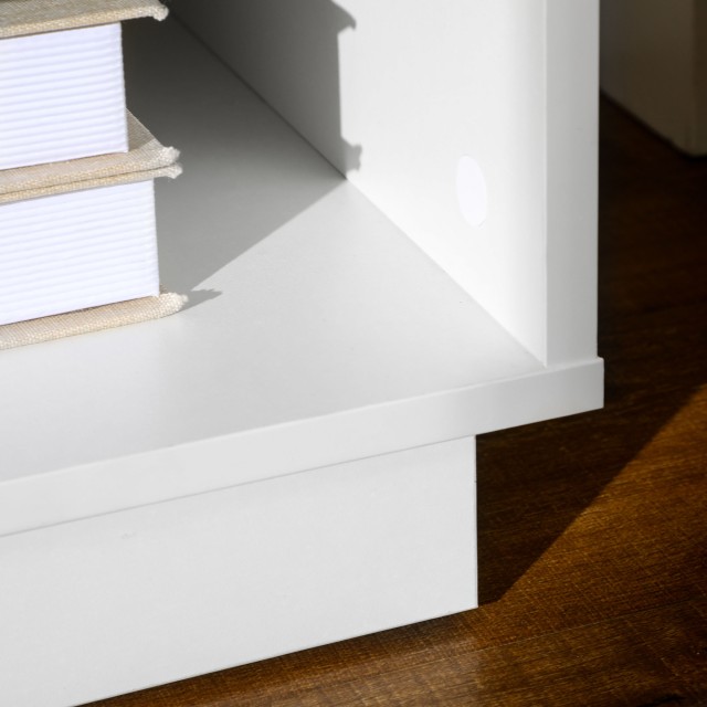 HOMCOM Μοντέρνα κομοδίνα με LED, Σετ 2 τεμαχίων σε λευκό μοριοσανίδα με συρτάρι και 2 ανοιχτά ράφια, 40x40x55 cm 831-670V01WT