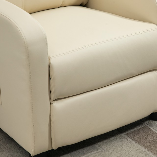 Πολυθρόνα μασάζ HOMCOM Relax με 8 λειτουργίες e 5 Intensit ?, Ανακλινόμενη πολυθρόνα με υποπόδιο και τηλεχειριστήριο, PU Leatherette - Cream 700-143V90WT