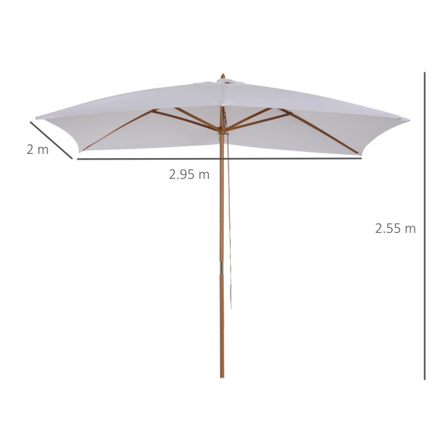 Outsunny 2x3 m ομπρέλα κήπου σε λακαρισμένο ξύλο με αφαιρούμενο κάλ...