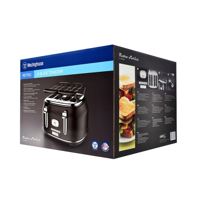 Φρυγανιέρα 4 Θέσεων 1750 W Χρώματος Μαύρο Westinghouse WKTTB809BK