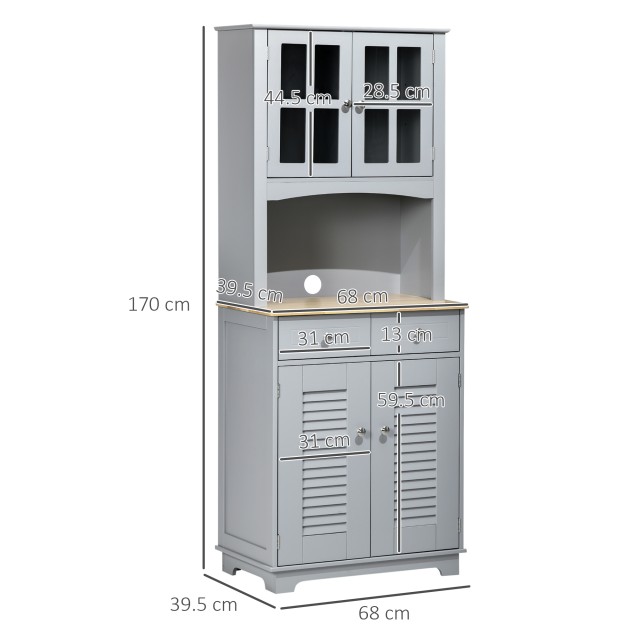Ξύλινος Μπουφές 68 x 39.5 x 170 cm Χρώματος Γκρι HOMCOM 835-276V00GY