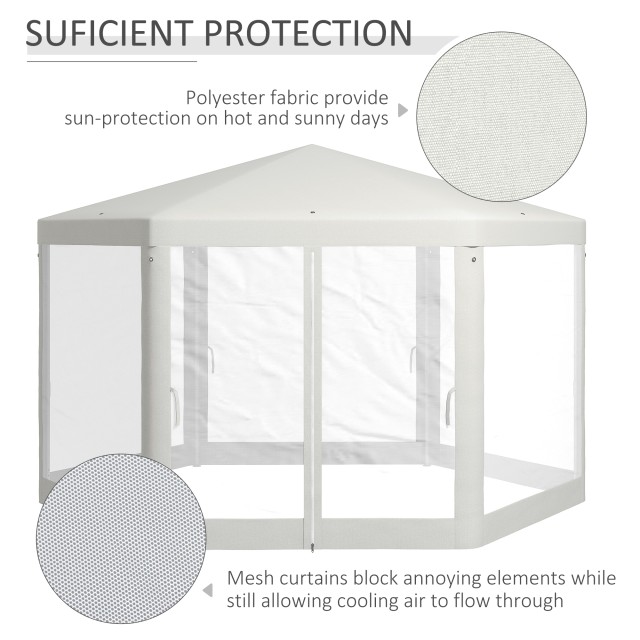 Outsunny Hexagonal Garden Gazebo με Διπλή Είσοδο, σε Μέταλλο και Πο...