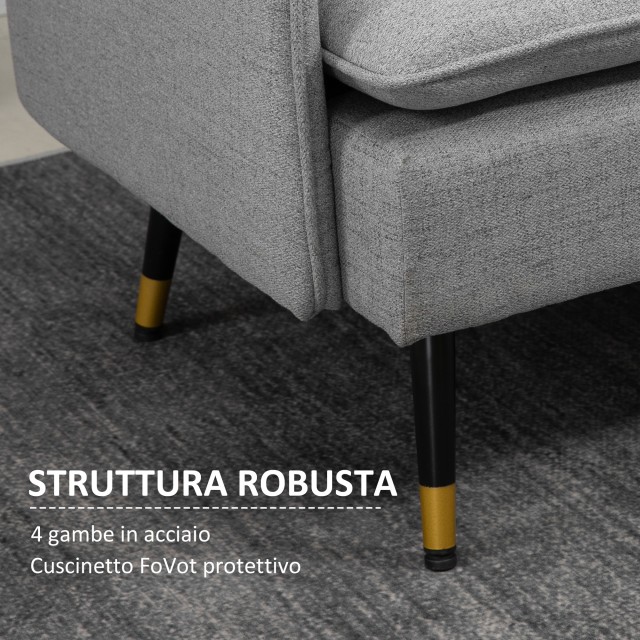 HOMCOM 2θέσιος καναπές από ύφασμα με μαξιλάρια με επένδυση και ατσά...