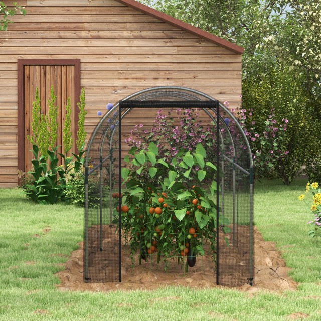 Outsunny Tunnel Net Plant Θερμοκήπιο με Αρθρωτή Πόρτα, 1,2x3x1,5m, Μαύρο 84H-024V01BK