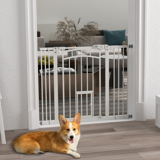 PawHut Dog Gate για Μικρά και Μεσαία Μεγέθη με Αυτόματο Κλείσιμο, σ...
