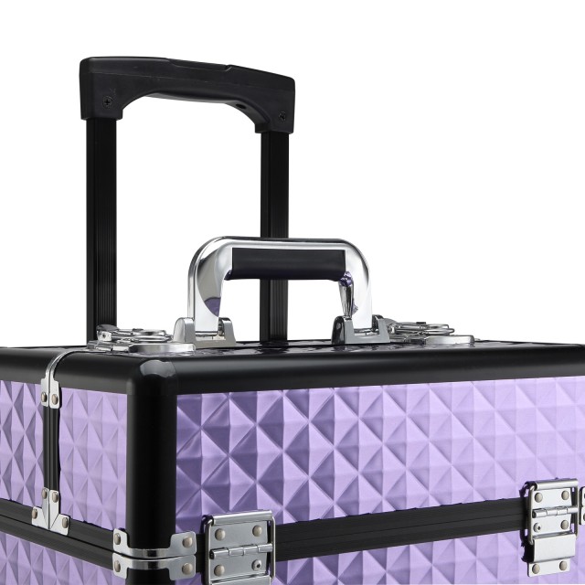 Homcom Professional Make Up Trolley από μωβ αλουμίνιο με αφαιρούμενη θήκη 33,5 x 23 x 76 / 95,5 cm 501-021VT