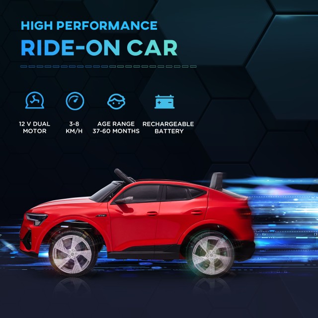 HOMCOM Ηλεκτρικό Αυτοκίνητο για Παιδιά 12V με Τηλεχειριστήριο, Ταχύτητα 3-8km/h, Lights and Music, Et? 3-5 ετών, Κόκκινο 370-172V90RD