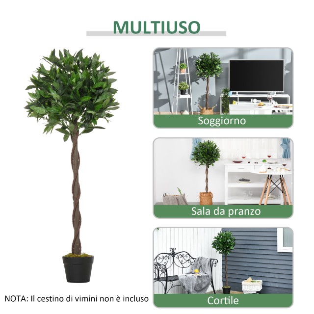Outsunny Σετ 2 ψεύτικα φυτά δάφνης σε γλάστρα ύψους 120 cm για εσωτερικούς και εξωτερικούς χώρους 844-364