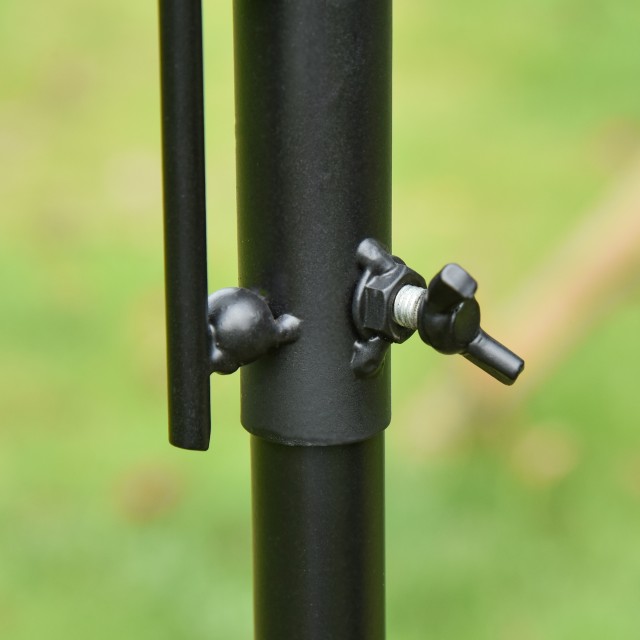 PawHut Bird Feeder με 4 γάντζους με δίσκους και 3 διαφορετικούς τροφοδότες σε ατσάλι 54,5x54,5x208cm Μαύρο D11-007