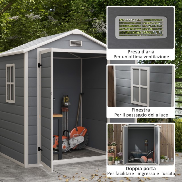 Υπόστεγο Κήπου Outsunny με Παράθυρο και Διπλή Πόρτα, σε Αλουμίνιο κ...