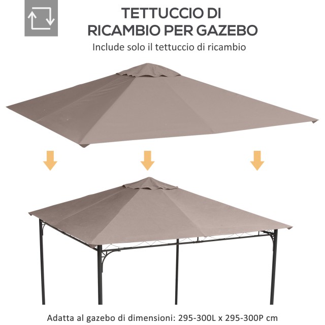 Ανταλλακτική οροφή για Gazebo 3x3m σε πολυεστέρα με εισαγωγές αέρα ...