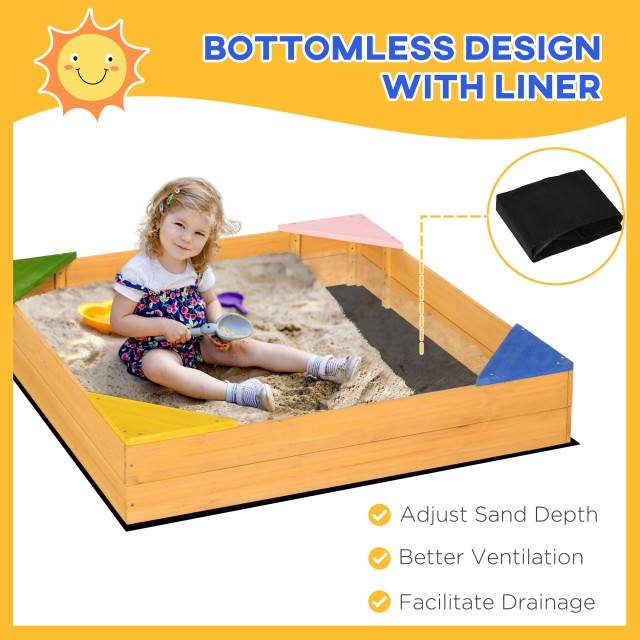 Outsunny Παιδικό Sandbox 4θέσιο Fir Wood με σχέδιο χωρίς πάτο, 109x...