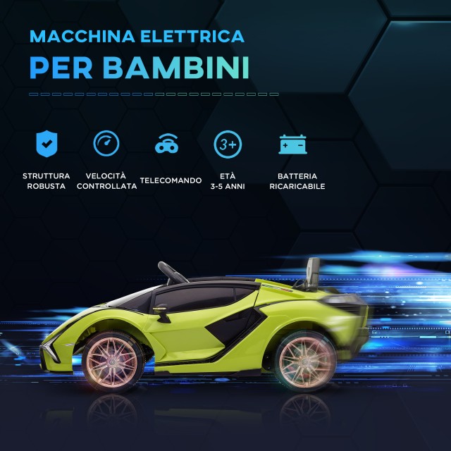HOMCOM Ηλεκτρικό αυτοκίνητο για παιδιά Lamborghini Et? 3-5 ετών - Πράσινο 370-171V90GN