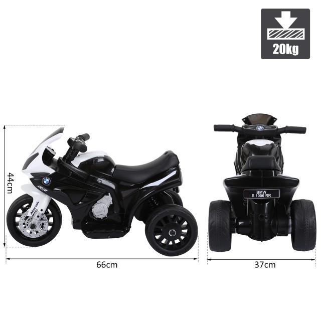 HOMCOM Ηλεκτρική μοτοσυκλέτα για παιδιά Max.20kg με δίπλωμα BMW, ασπρόμαυρη μπαταρία 6V 370-064BK