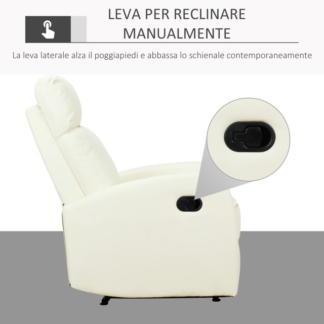 Homcom Ανακλινόμενη Εργονομική Πολυθρόνα Relax 65 από οικολογικό δέρμα ενενήντα δύο ? 100 εκ. Κρέμα 833-384WT