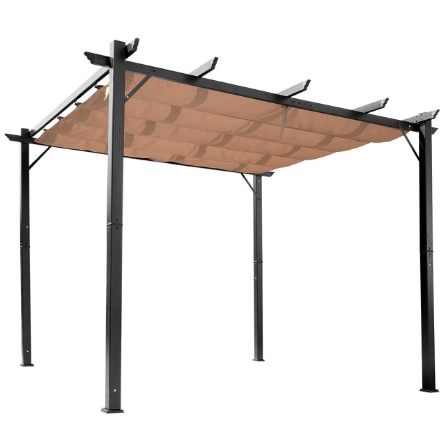 Outsunny Gazebo Garden Pergola 3X4m Συρόμενο πανί σε αδιάβροχη κατασκευή από πολυεστέρα και αλουμίνιο 84C-055BK