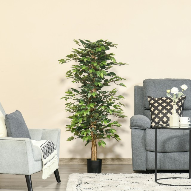 HOMCOM Fake Ficus Plant 150cm ύψος, Διακόσμηση εσωτερικού και εξωτε...