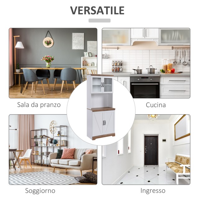 HOMCOM MDF Kitchen Island με 2 πόρτες επάνω και κάτω ντουλάπι και πάγκο εργασίας, 80x39,5x176 cm 835-394