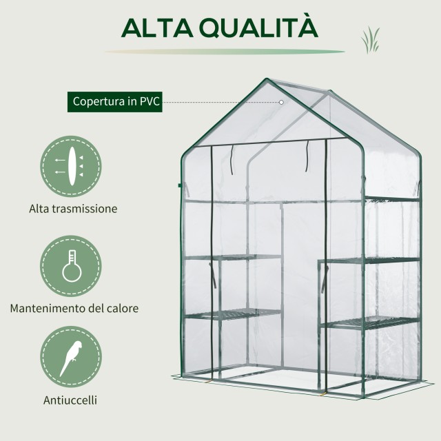 Outsunny Garden Greenhouse σε Αδιάβροχο και Anti UV PE με εξαρτήματ...