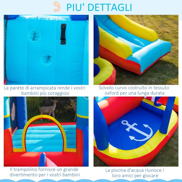 Outsunny 4-σε-1 Bouncy Castle για παιδιά 3-8 ετών, τσουλήθρα και πισίνα, 265x260x200 cm 342-054V90