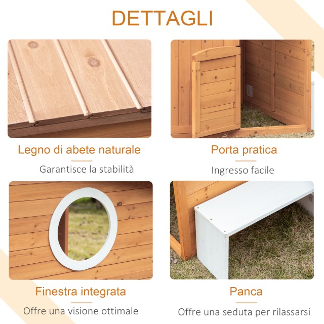 Outsunny Outdoor Ξύλινο Playhouse με Πόρτα, Παράθυρα, Πάγκος, Γλάστρα φυτών 122x108x135,5cm Κίτρινο 345-022
