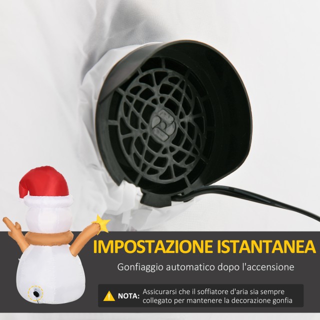 Outsunny φουσκωτός χιονάνθρωπος με πολύχρωμο φως LED με φουσκωτό που περιλαμβάνεται, 97x50x120 cm 844-593V90MX