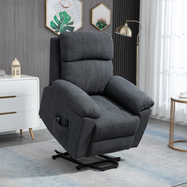 HOMCOM Lift Chair ανακλινόμενη έως 135° με 8 σημεία μασάζ, τηλεχειρ...