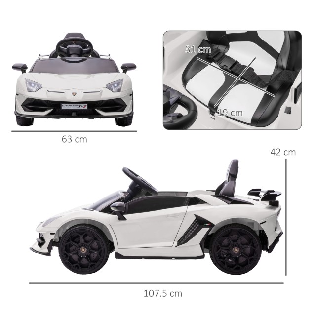 HOMCOM 12V Lamborghini Licenseded Electric Ride-On Toy Car for Chil...