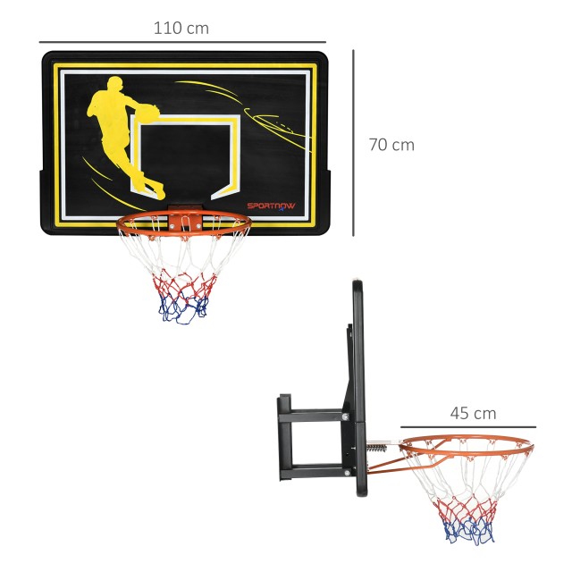 Sportnow Τσέρκι Μπάσκετ για εσωτερικούς και εξωτερικούς χώρους παιδιά και ενήλικες από ατσάλι και PE, 110x90x70 cm, Μαύρο και κίτρινο A61-034V00OG