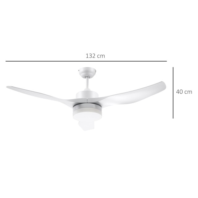 HOMCOM 3 Mode LED Light Ανεμιστήρας Οροφής με Τηλεχειριστήριο, 6 Ταχύτητες, Φ132x40cm B31-392WT
