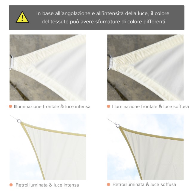 Outsunny Vela Shading Rectangular Polyester Sun Shade 3x4m Κρεμ Λευ...