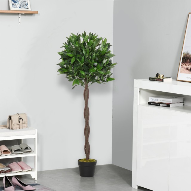 Outsunny Σετ 2 ψεύτικα φυτά δάφνης σε γλάστρα ύψους 120 cm για εσωτερικούς και εξωτερικούς χώρους 844-364