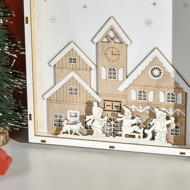 Ξύλινο Christmas Advent Calendar με Χριστουγεννιάτικα Θέματα 22 x 7 x 32 cm HOMCOM 830-521V00MX