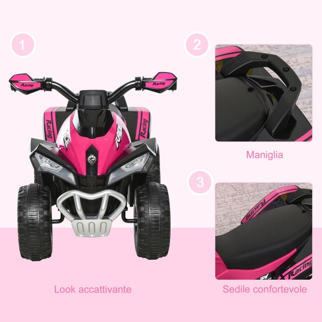 HOMCOM Quad for Kids Push Ride με Φώτα και Ήχους, 18-36 μηνών 370-096PK