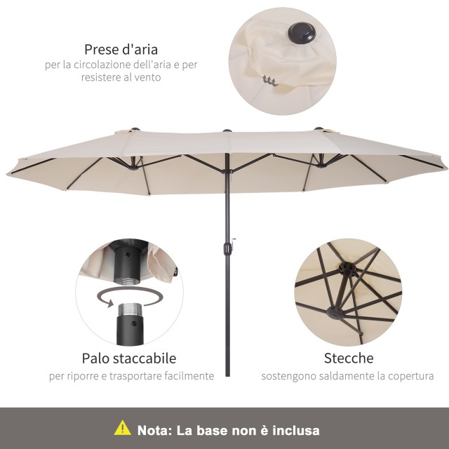 Outsunny Outdoor Double Canopy Parasol, Anti UV 460 x 270 x 240, Μπεζ, Καφέ 84D-030V01CW