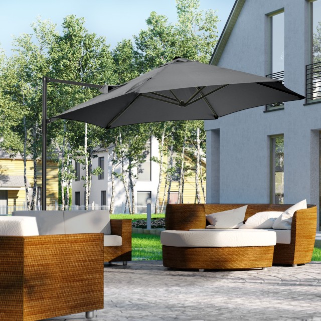 Outsunny Garden Parasol με περιστροφή 360° και πολυεστερικό κουβούκ...