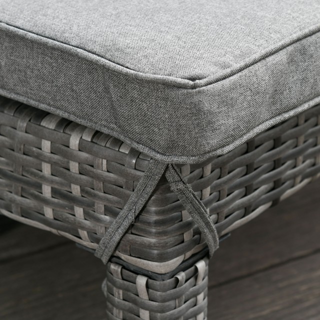 Outsunny Σετ 2 ξαπλώστρες κήπου σε PE Rattan με γκρι μαξιλάρι με επένδυση 862-019GY