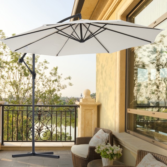 Outsunny Parasol Decentralized Garden Umbrella Beach Iron 3M, Μπεζ 01-0218