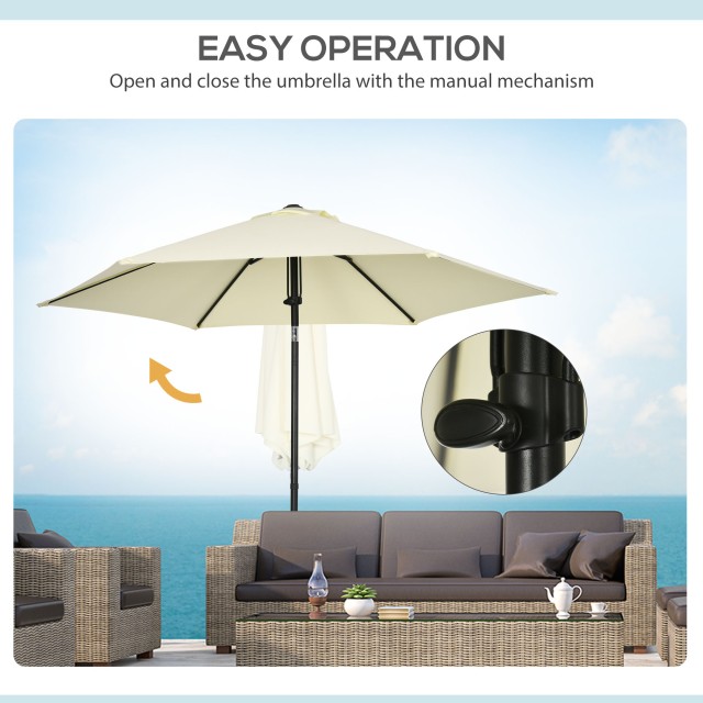 Outsunny Garden Parasol από πολυεστέρα και μέταλλο με ανακλινόμενο ...